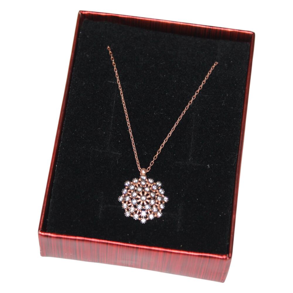 925 Stamped Silver Necklace White Crystal Flower - Picture 3 of 6